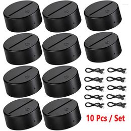 Lamp Holders 10 Pcs Touch Base For Acrylic 1/7 Colours LED Display Stand 3D Night Light Cartoon Anime USB Black