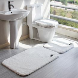 Toilet Seat Covers 4pcs/set High-grade Anti-slip Bath Mat Rugs Solid Colour Super Soft Bathroom Cushion Lid Set Floor Carpet