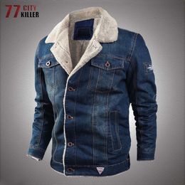 Men's Jackets Plus Size 6XL Denim Jacket Men Military Winter Fur Collar Bomber Coats Outerwear Mens Multi-pocket Thick Warm Jeans Army Jackets 221121