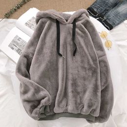 Hoodies Autumn and Winter Fleece Hooded Sweater Men Ins Loose Couple Long-sleeved Warm Double-sided Plush Jacket Casual Top Fashion Y2211