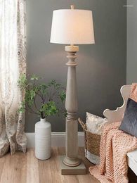 Floor Lamps American Country Wood Art Retro Lamp Bedroom Bedside Living Room Personality Creative