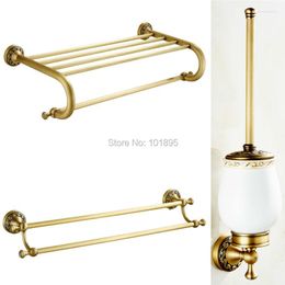 Bath Accessory Set Bronze Color Brass Material Bathroom Accessories Towel Rack And Toilet Brush With Holder X16012-2