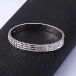 Diamond Titanium Steel Bracelet Women's Popular More than 300 Diamond Light Texture Open Bracelets