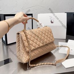 28CM Luxury Maxi Caviar Leather Calfskin Bags Women Flap Co Handle Classic Designer Purses Gold-Tone Metal Chain Hardware Handbag Diamond Quilted Crossbody