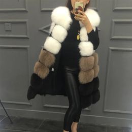 Women's Fur Faux HJQJLJLS Fashion Women Patchwork Colour Thick Warm Vest Female Rainbow Sleeveless Artificial Coat Jacket 221122