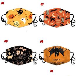 Designer Masks Black Cats Bats Pumpkin Ghosts Dust Face Masks Happy Halloween Mascarilla Fashion Washable Mascherine Reusable Custom Dhynn