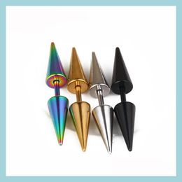 Stud Allergy Stainless Steel Spike Stud Earrings Gold Black Rainbow Nail Ear Rings Puncture Piercing Body Jewelry For Women Men Drop Dhcd8