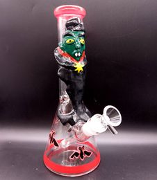 Red Glass Bong Beaker Hookahs with 3D Pattern 12 Inch Oil Dab Rig Shisha Smoking Pipes 18mm Female