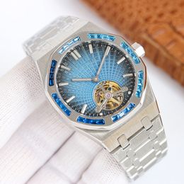 Relógio de diamante masculino relógio automático movimento mecânico safira pulseira aço inoxidável à prova dwaterproof água relógios moda montre de luxo 41mm