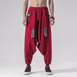 Men's Tracksuits Chinese Style Loose Plus Size Sports Casual Pants Techwear Printed Crotch Joggers Baggy Traditional Clothing Harajuku Trousers 221122