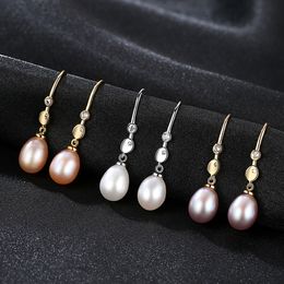 New palace style freshwater pearl exquisite dangle earrings women Jewellery fashion charming lady luxury s925 silver ear hook earrings accessories