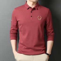 Mens Polos High End Fashion Brand Designer Plain Embroidery Casual Long Sleeve Polo Shirts Men Turn Down Collar Tops Men Clothes 221122