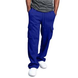 Men's Tracksuits White House Men's Loose And Casual Trouser Pant Soild Color Tethered Waistband Sports Loose Long Trousers With Pockets Simple L 221122