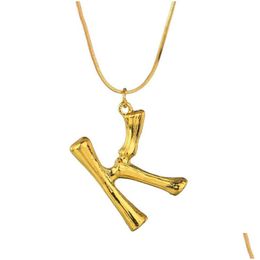 Pendant Necklaces 26 English Letters Pendant Necklaces Gold Plated Hyperbole Uppercase Alphabet Necklace Fashion Jewelry Drop Delive Dhz3P