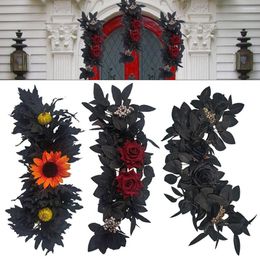 Decorative Flowers Halloween Decoration Simulation Fake Flower Black Wall Hanging Ornaments Artificial Sunflower DIY Holiday