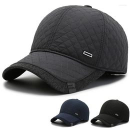 Ball Caps Winter Baseball Cap For Men With Earflaps Warm Cotton Thicker Snapback Father's Hats Ear Protection Casquette
