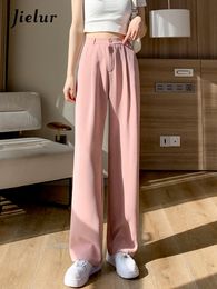 Women's Pants Capris Jielur Suit Women Pockets Straight Casual Loose Fashion Korean Spring Summer Black Pink Trousers S-XXL 221122