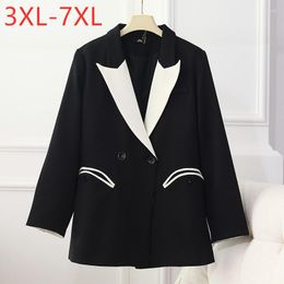 Outerwear 2022 Spring Autumn Plus Size Women Clothing Blazer Large Long Sleeve Loose Black Casual Blazers Coat 3XL 4XL 5XL 6XL 7XL