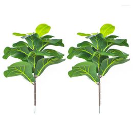 Decorative Flowers NHBR 2Pcs Artificial Fiddle Leaf Fig Tree Faux Plants Ficus Bush Greenery For Wedding Courtyard Outdoor Decoration 19.6