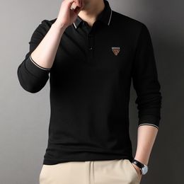 Men's Polos 100 cotton highend embroidered polo shirt men's long sleeve Lapel top spring and autumn fashion casual Paul tshirt men's 221122