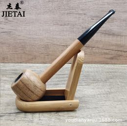 Smoking pipes Removable filter element solid wood round bottom dry tobacco pole wood cigarette bag