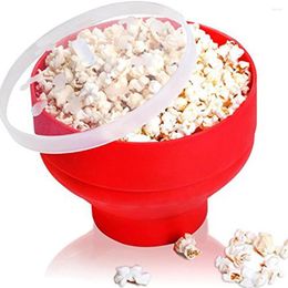 Bowls Silicone Portable Collapsible Microwave Popcorn Rice Maker Bowl With Lid Tableware Picnic Accessories Outdoor Supplies