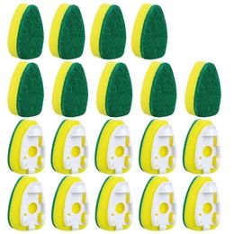 Cleaning Brushes 18 Pieces Dish Wand Refills Replacement Sponge Heads Scouring Scrubber Pads Heavy Duty for Kitchen Sink Cleanin 221122