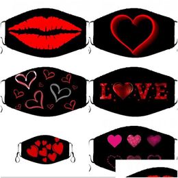 Designer Masks Foldable Face Mask Shiny Love Heart Shaped Washable Fashion Plable Accesories Reusable Adt No Philtre Mouth Masks Autu Dhf7E