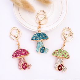 Creative Diamond Set Mushroom Keychain Pendant Cute Jewellery Plant Bag Cartoon Bag Keychains Accessories Gift