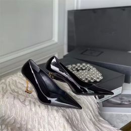 Opyum pumps woman high heels luxury brand shoes wedding dress heeled black patent leather pointe toe low cut 35-43