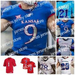 American College Football Wear Nik1 Kansas Jayhawks Football Jersey NCAA College 48 Gale Sayers 9 Carter Stanley 1 Pooka Williams Jr.0 Velton Gardner 17 Jason Bean 89