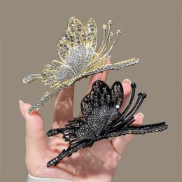 Luxury Crystal Butterfly Hair Claws For Women Fashion Elegant Geometric Metal Hairclips Hairpins Hair Accessories