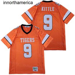 Men Football High School Norman Tigers 9 George Kittle Jersey Team Colour Orange Hip Hop Moive Embroidery And Sewing HipHop For Sport Fans College High