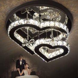 Led Chandeliers heart-shaped Modern led ceiling lights living room luxury crystal lamp bedroom Round fixtures kitchen lamps