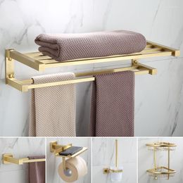 Bath Accessory Set Tuqiu Bathroom Accessories Brushed Gold Shelf Towel Rack Hanger Paper Holder Toilet Brush Hardware