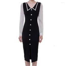 Casual Dresses 2022 Autumn Korean Womens Slim Party Pencil Fashion Long Sleeve OL Bodycon Dress Elegant Wear To Work Vestidos