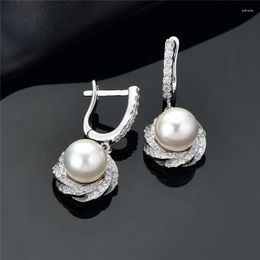 Backs Earrings Women Twist Cluster Dangle Drop Freshwater Pearl Clip Girls Gift Accessory Jewelry Real 925 Sterling Silver