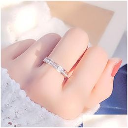 Band Rings 4Mm 8Mm Women Stainless Steel Engagement Ring Cubic Zirconia Rings Stackable Eternity Bands Drop Delivery Jewelry Dht8V