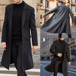 Men's Wool Blends Spring autumn Winter Men Coats Woolen Solid Long Sleeve Jackets Fleece Men Overcoats Streetwear Fashion Long Trench Outerwear 221121