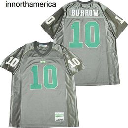 Men Football High School Athens 10 Joe Burrow Jersey Moive College All Stitched For Sport Fans HipHop Breathable Team Color Grey Hip Hop High Quality