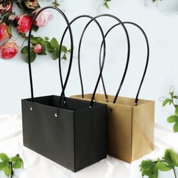 Gift Wrap 6pcs Portable Flower Box Waterproof Paper Handy Bag Kraft Handbag Wedding Rose Bouquet Arrangements Packaging