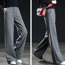 Women's Pants Capris Fall Winter Office Lady Wool Blend Women Loose Woollen Wide Leg Casual Oversized 4xl High Waist Formal Baggy Trousers 221122