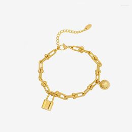 Link Bracelets Luck Ball Bracelet For Women Charm Titanium Steel Retro Girl Teen Chain Dating Design Jewellery Wholesale Pulseras Mujer