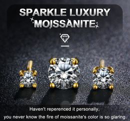 Real Moissanite Earring Studs for Women 0.1-1 Carat D Color 100% 925 Sterling Silver Earrings 2023 Trend Fine Quality Wedding Gold Plated Jewelry Gifts Bijoux