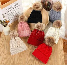 Hats Pompom Baby Beanie Cap Autumn Winter Kids Girl Boy Hat Knitted Warm Solid Color Outdoor Children Toddler Accessories de951