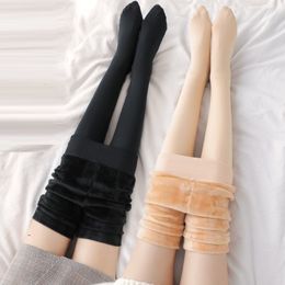 Womens Leggings Winter Warm Thermal Pants Polar Pantyhose Sock Lined Velvet Tights Skin Effect High Waist Wool 221122