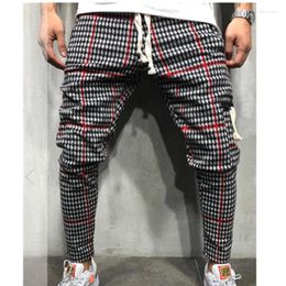 Men's Pants Men Slim Fit Stripe Plaid Long Pant 2022 Autumn Casual Sport Trousers Men's Small Feet Joggers Male Stacked Sweatpants