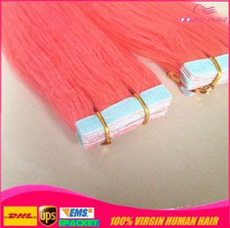 50 OFF MIX 5 colori da 10 pcs nastro nell'estensione dei capelli rosa blu viola burg burg remy peli umani estensione di capelli dhl