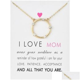 Pendant Necklaces Circle Pendant Necklaces I Love Mom Alloy Necklace Fashion Jewelry Mothers Day Gifts Drop Delivery Pendants Dhk2Q