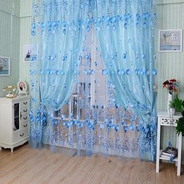 Curtain Peony Sheer Curtains Tulle Window Treatment Voile Drape Valance 1 Panel Fabric Living Room Bedroom